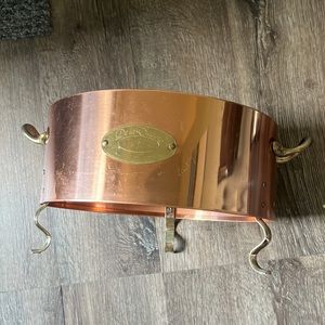 Vintage De La Cuisine Copper & Brass Round Serving Stand 9", USA